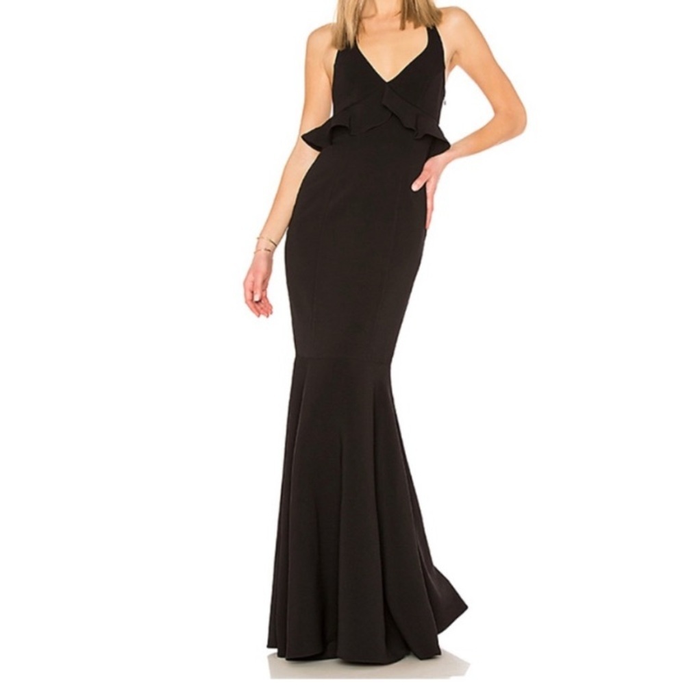 LIKELY black Eden halter maxi mermaid gown nwt
